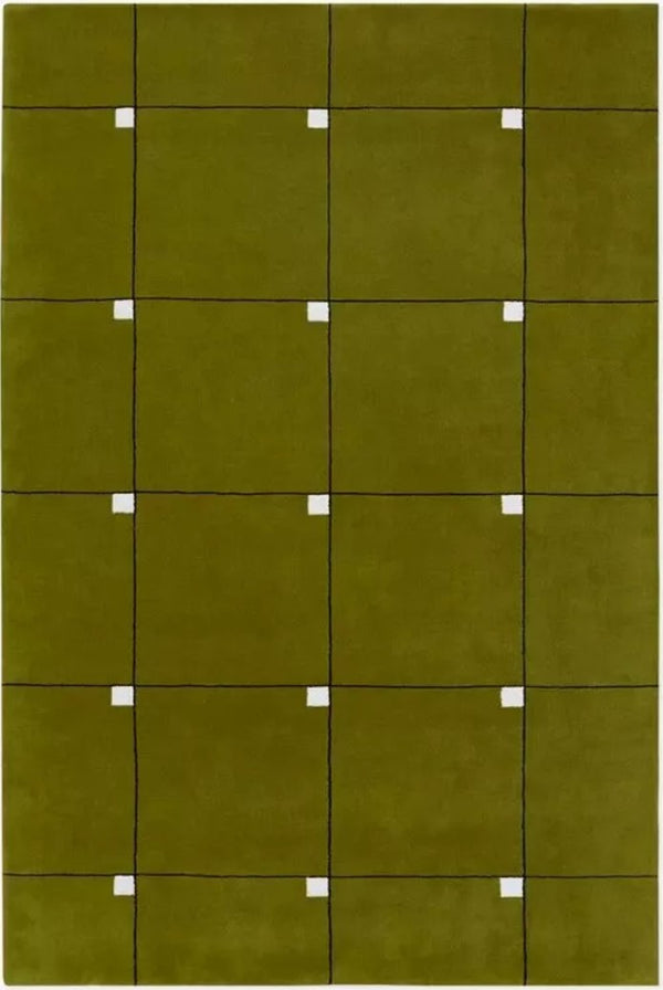 Milano Olive Hand-Tufted Wool Rug | Modern Grid Area Rug