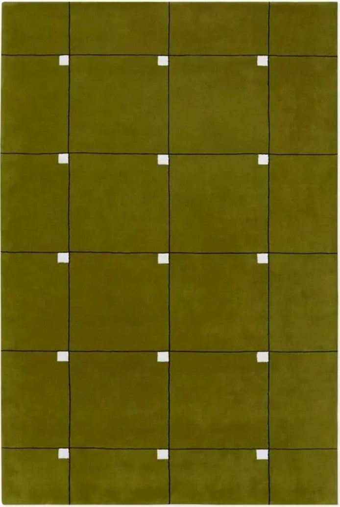 Milano Olive Hand-Tufted Wool Rug | Modern Grid Area Rug