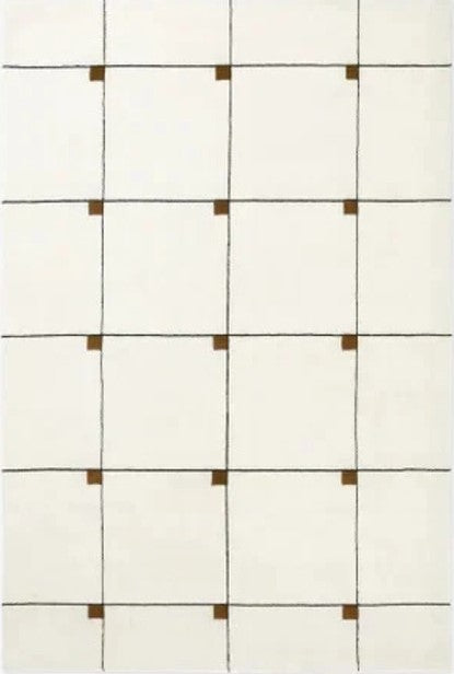 Milano Ivory Hand-Tufted Wool Rug | Modern Grid Area Rug