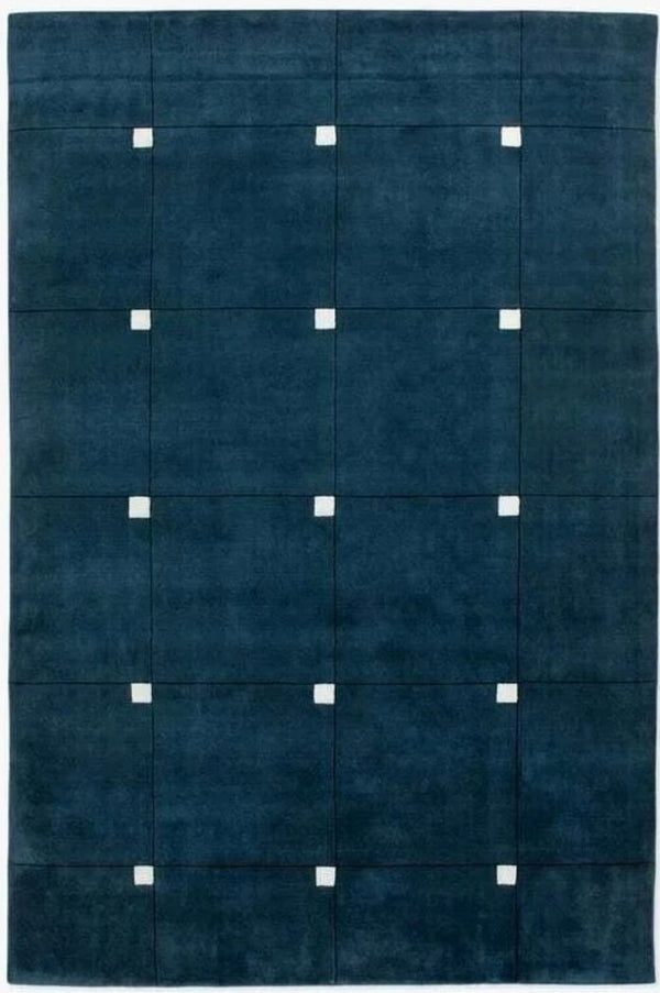 Milano Teal Hand-Tufted Wool Rug | Modern Grid Area Rug
