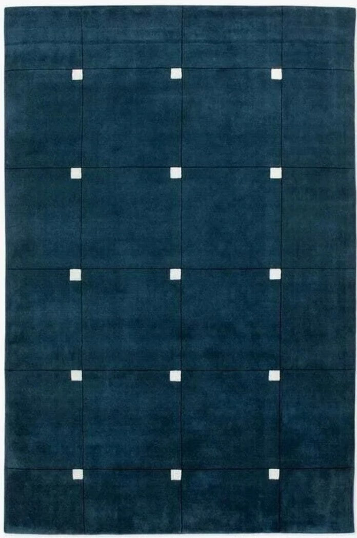 Milano Teal Hand-Tufted Wool Rug | Modern Grid Area Rug