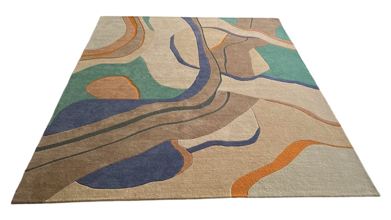 Abstract Hues - Modern | Hand Tufted Wool Abstract Area Rug | Contemporary Designer Carpet